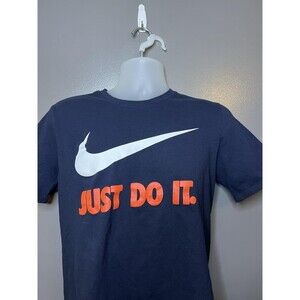 Nike Shirt Mens Medium Blue Big Swoosh Just Do It Logo Graphic Tee Shirt Sports